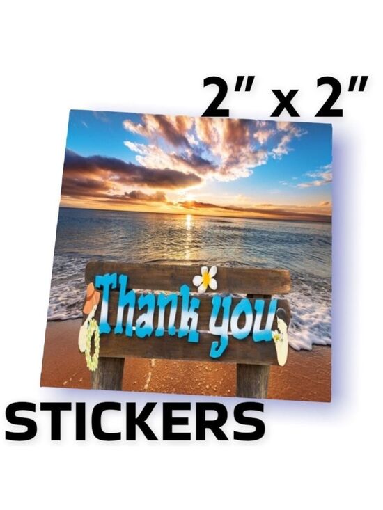 Mailers And More Other - 200 (2x2 Inch) Square Stickers, Easy Peel, Sunset Beach, High Gloss, Tha…